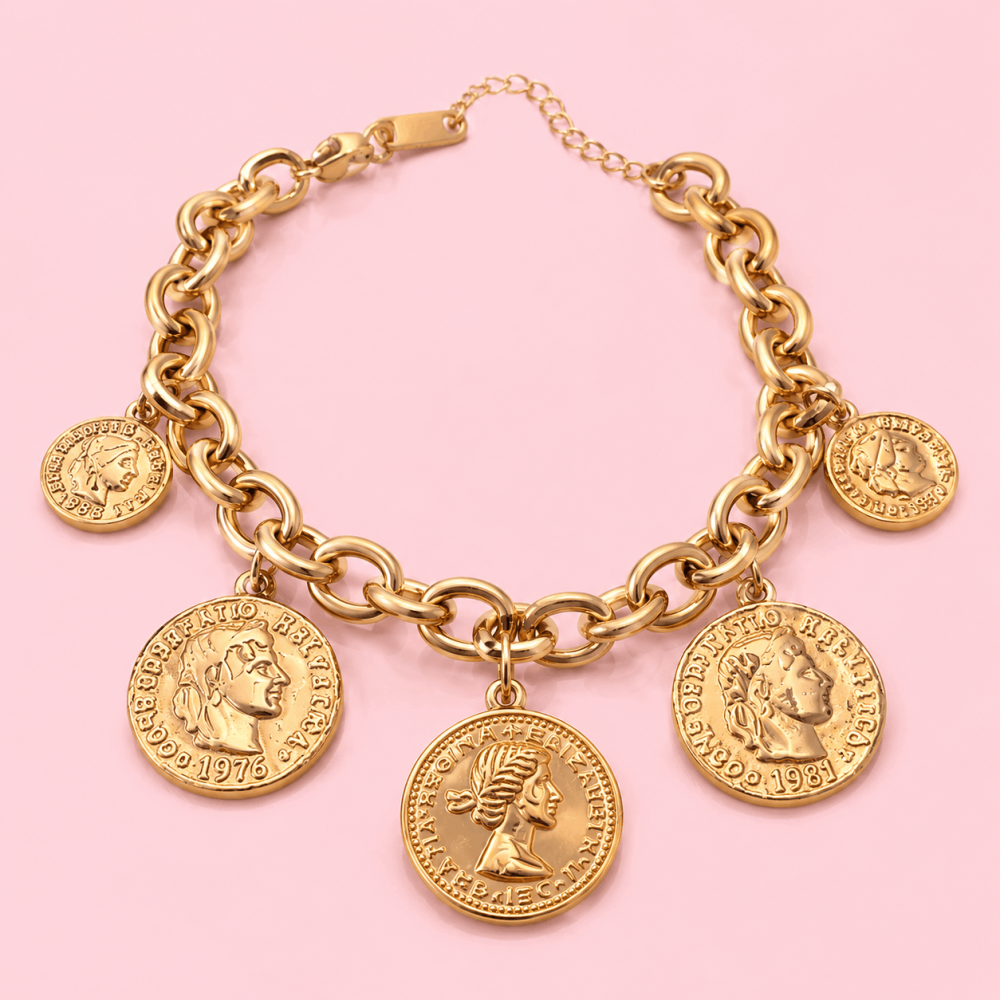 Bracelet Olympe à Médailles Dorées Acier Inoxydable | Gaou Bijoux
