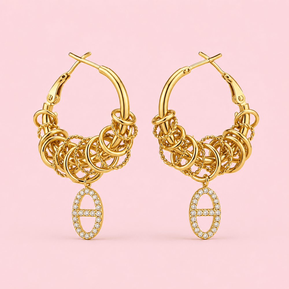 Créoles Maille Marine Bohème Chic Dorées | Gaou Bijoux