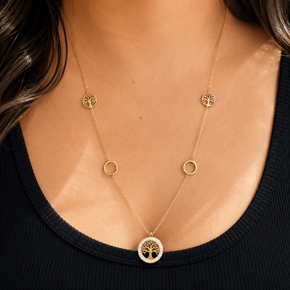 Collier long Arbre de Vie Éclat doré – bijou acier inoxydable | Gaou Bijoux