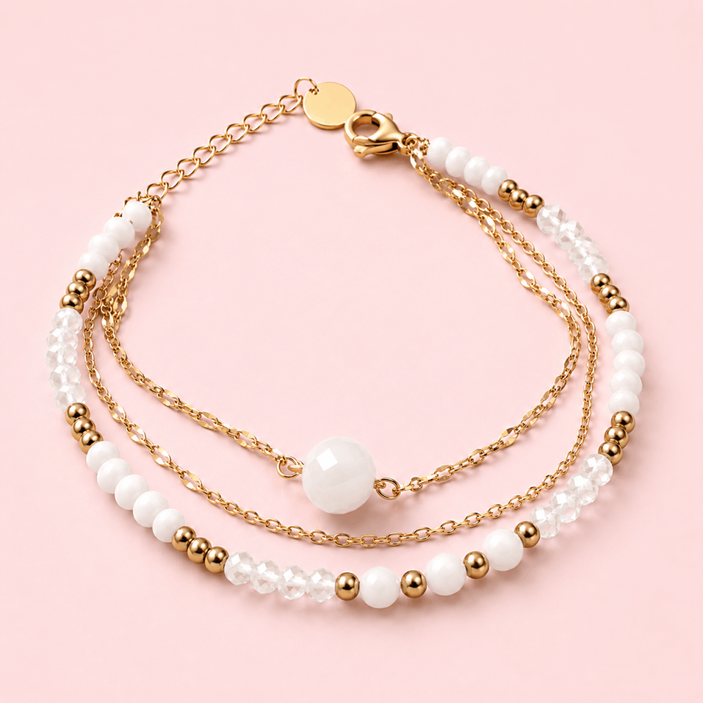 Bracelet Multirang Perles Acier Inoxydable Doré | Gaou Bijoux
