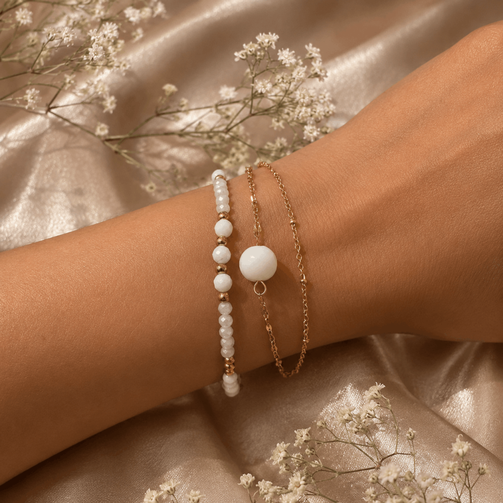 Bracelet Multirang Perles Acier Inoxydable Doré | Gaou Bijoux
