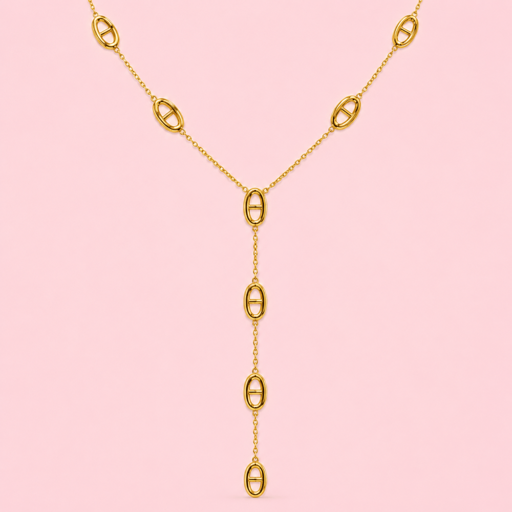 Sautoir Y Maille Marine Acier Inoxydable Doré | Gaou Bijoux