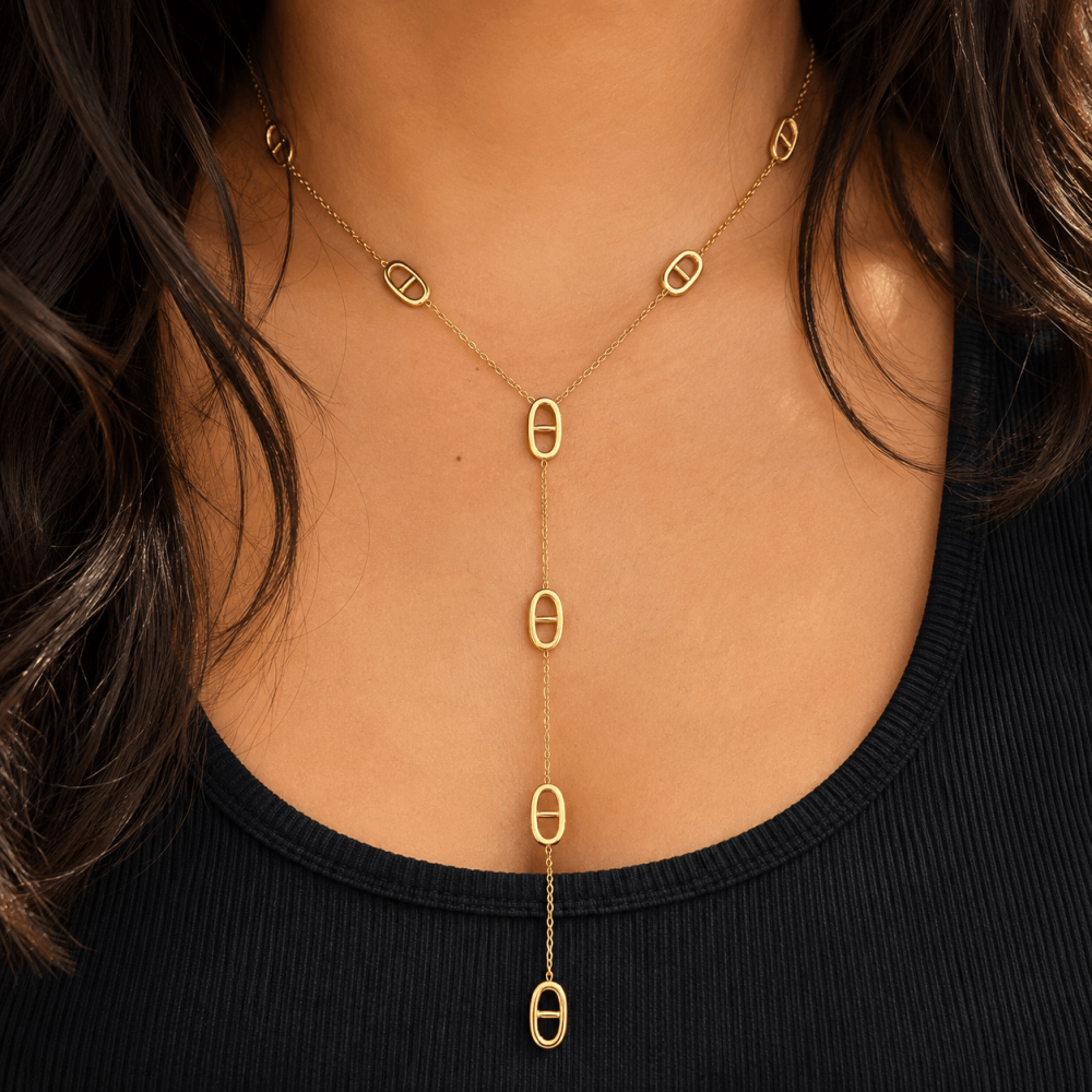 Sautoir Y Maille Marine Acier Inoxydable Doré | Gaou Bijoux