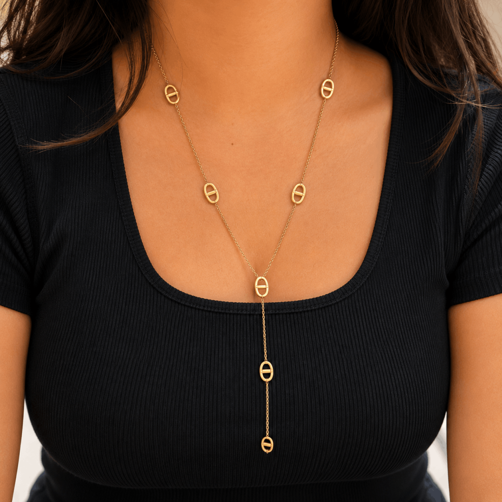 Sautoir Y Maille Marine Acier Inoxydable Doré | Gaou Bijoux