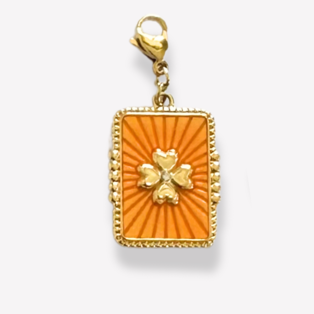 Charm Médaillon Trèfle Orange  | Gaou Bijoux