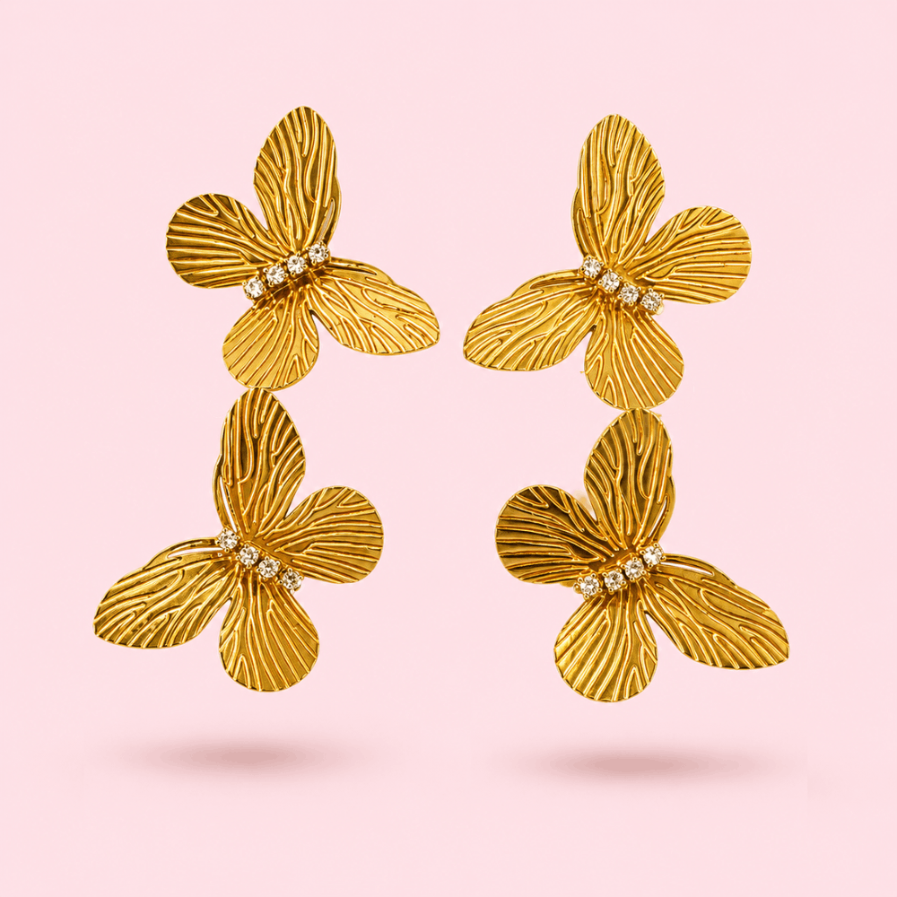 Boucles d’Oreilles Papillon Doré Acier Inoxydable | Gaou Bijoux