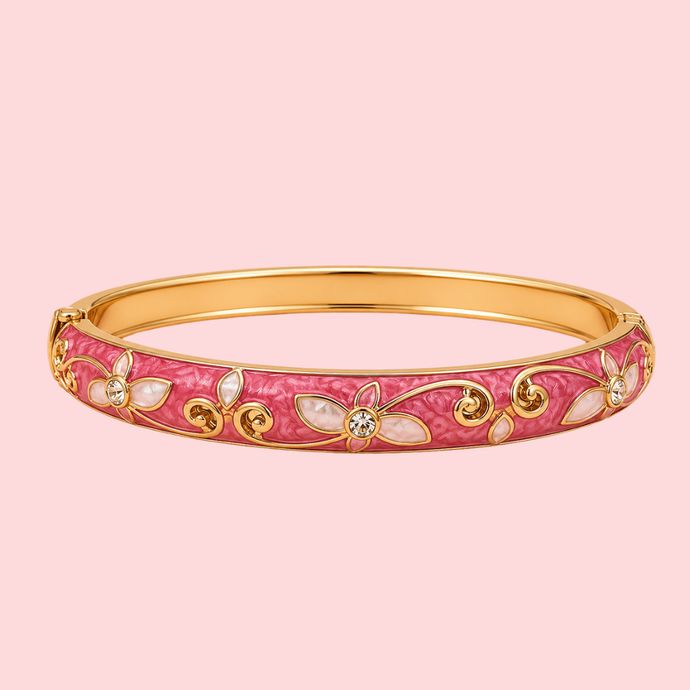 Bracelet jonc fleur émaillée en laiton | Gaou Bijoux