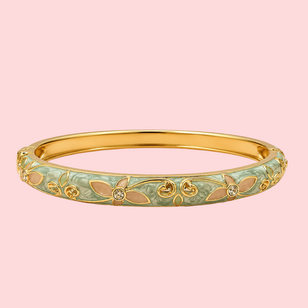 Bracelet jonc fleur émaillée en laiton | Gaou Bijoux