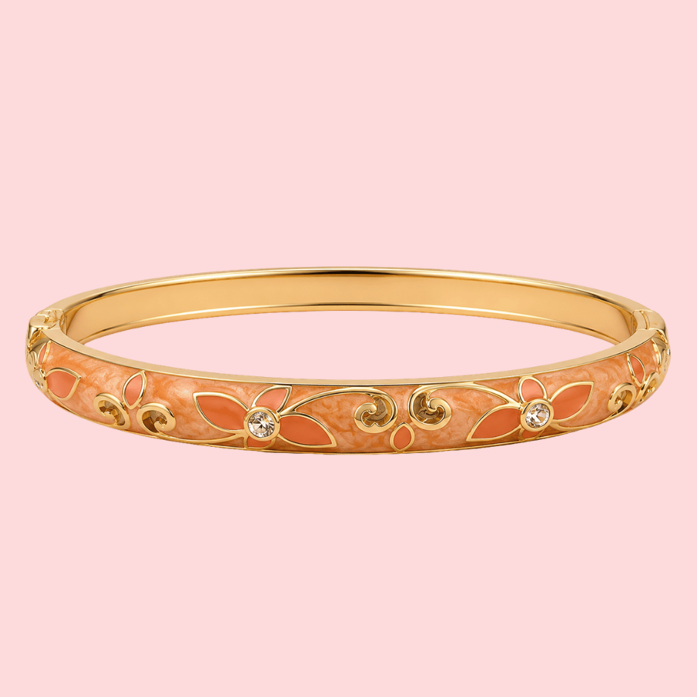 Bracelet jonc fleur émaillée en laiton | Gaou Bijoux