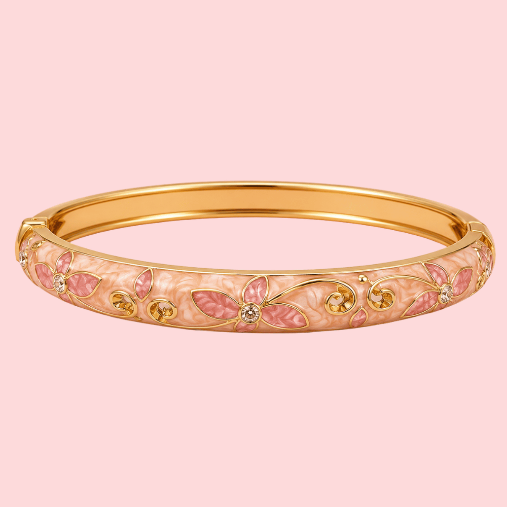 Bracelet jonc fleur émaillée en laiton | Gaou Bijoux