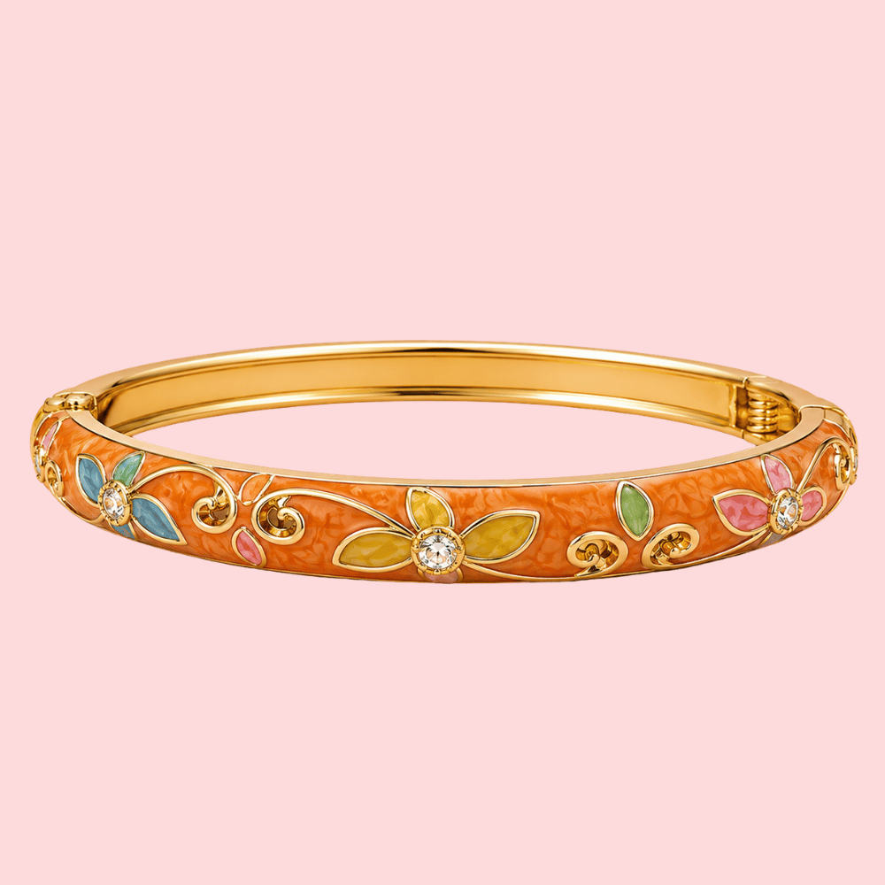 Bracelet jonc fleur émaillée en laiton | Gaou Bijoux