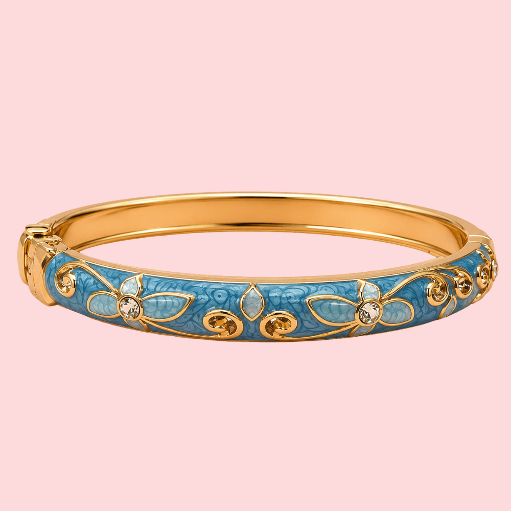 Bracelet jonc fleur émaillée en laiton | Gaou Bijoux