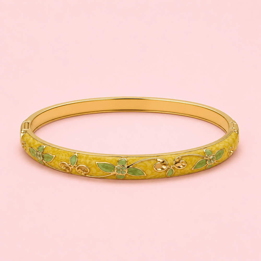 Bracelet jonc fleur émaillée en laiton | Gaou Bijoux