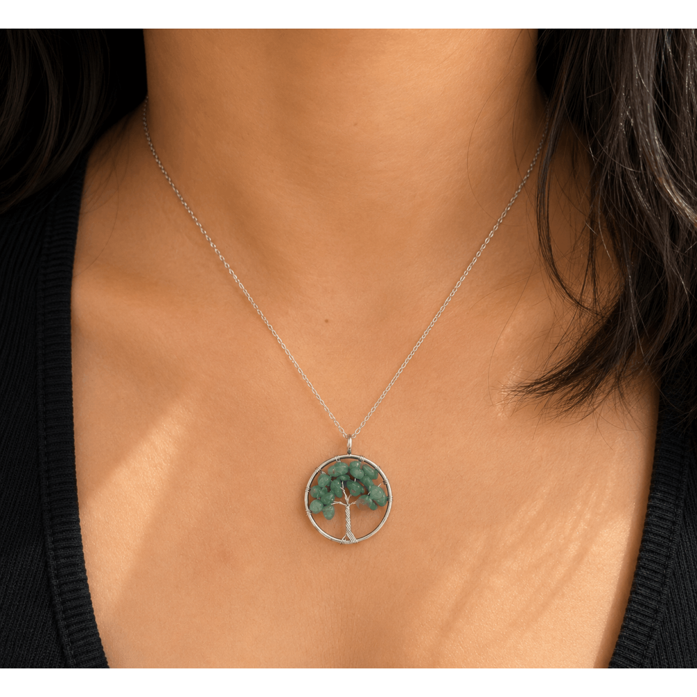 Collier Arbre de Vie Pierre Naturelle Acier Inoxydable | Gaou Bijoux