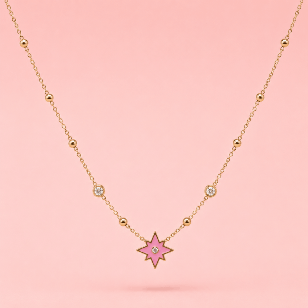 Collier Étoile Rose Acier Inoxydable | Gaou Bijoux