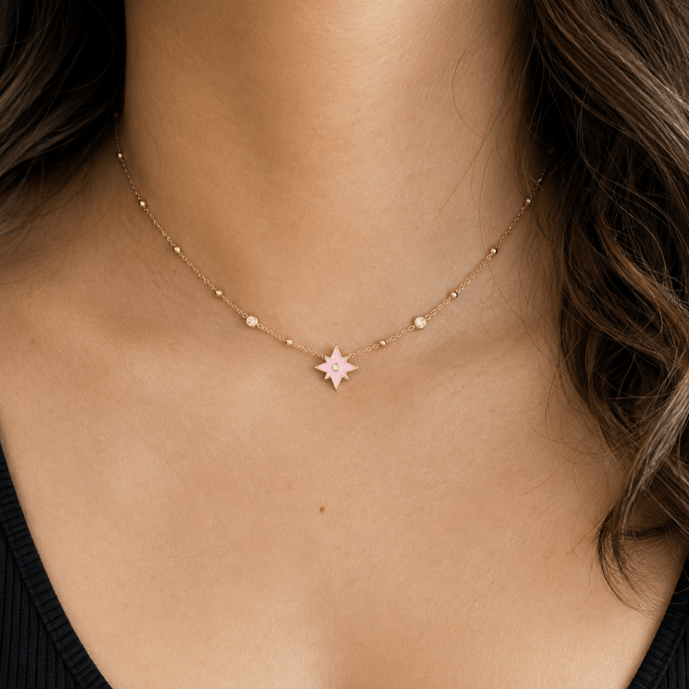 Collier Étoile Rose Acier Inoxydable | Gaou Bijoux