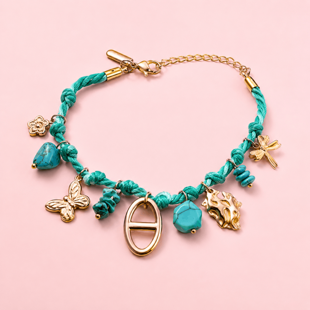 Parure Cordon Maille Marine & Pierres Naturelles | Gaou Bijoux
