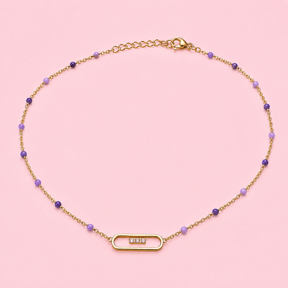 Chaîne de Cheville Perles Colorées Acier Inoxydable | Gaou Bijoux