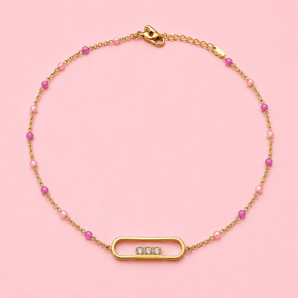 Chaîne de Cheville Perles Colorées Acier Inoxydable | Gaou Bijoux