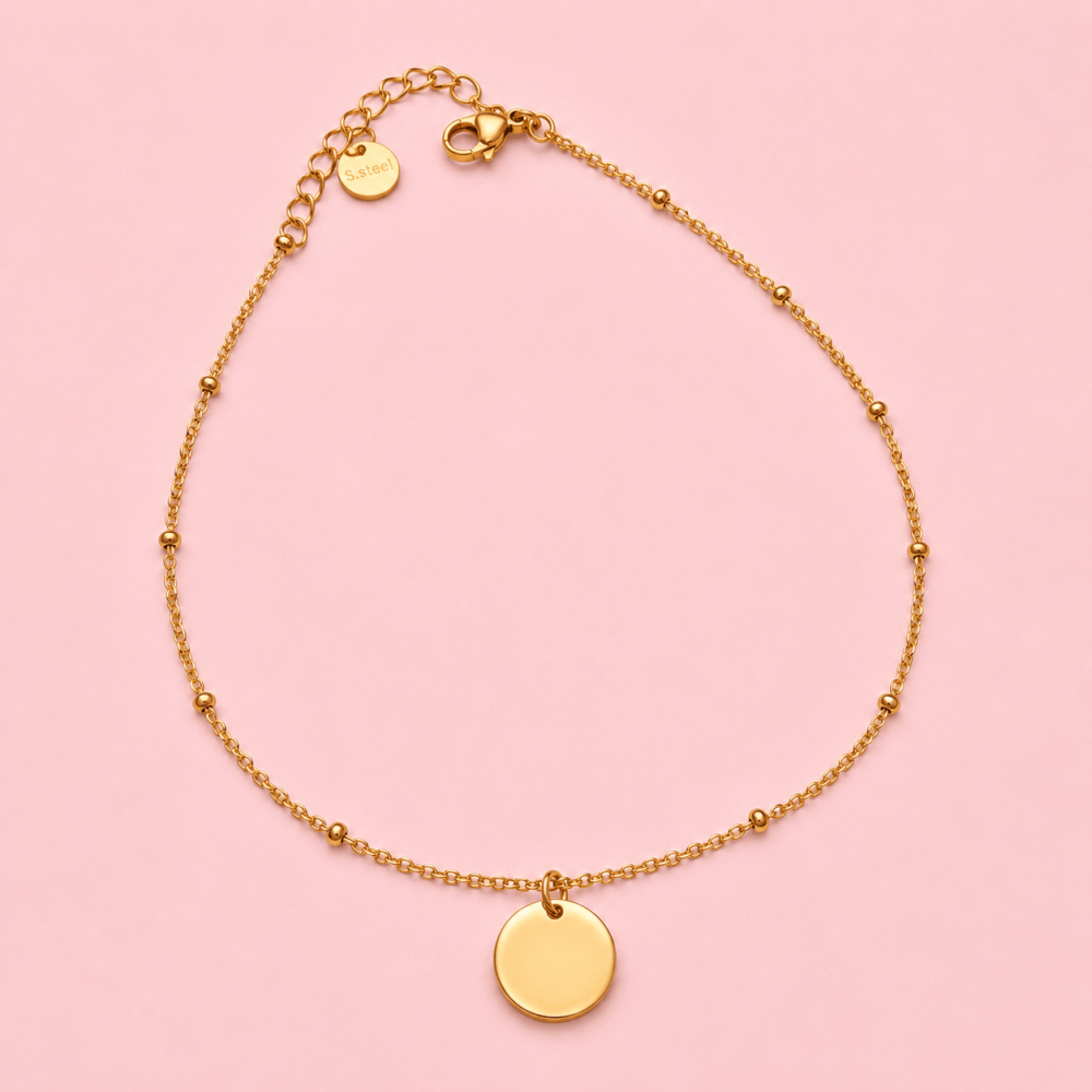 Chaîne de Cheville Médaille Acier Inoxydable Doré | Gaou Bijoux