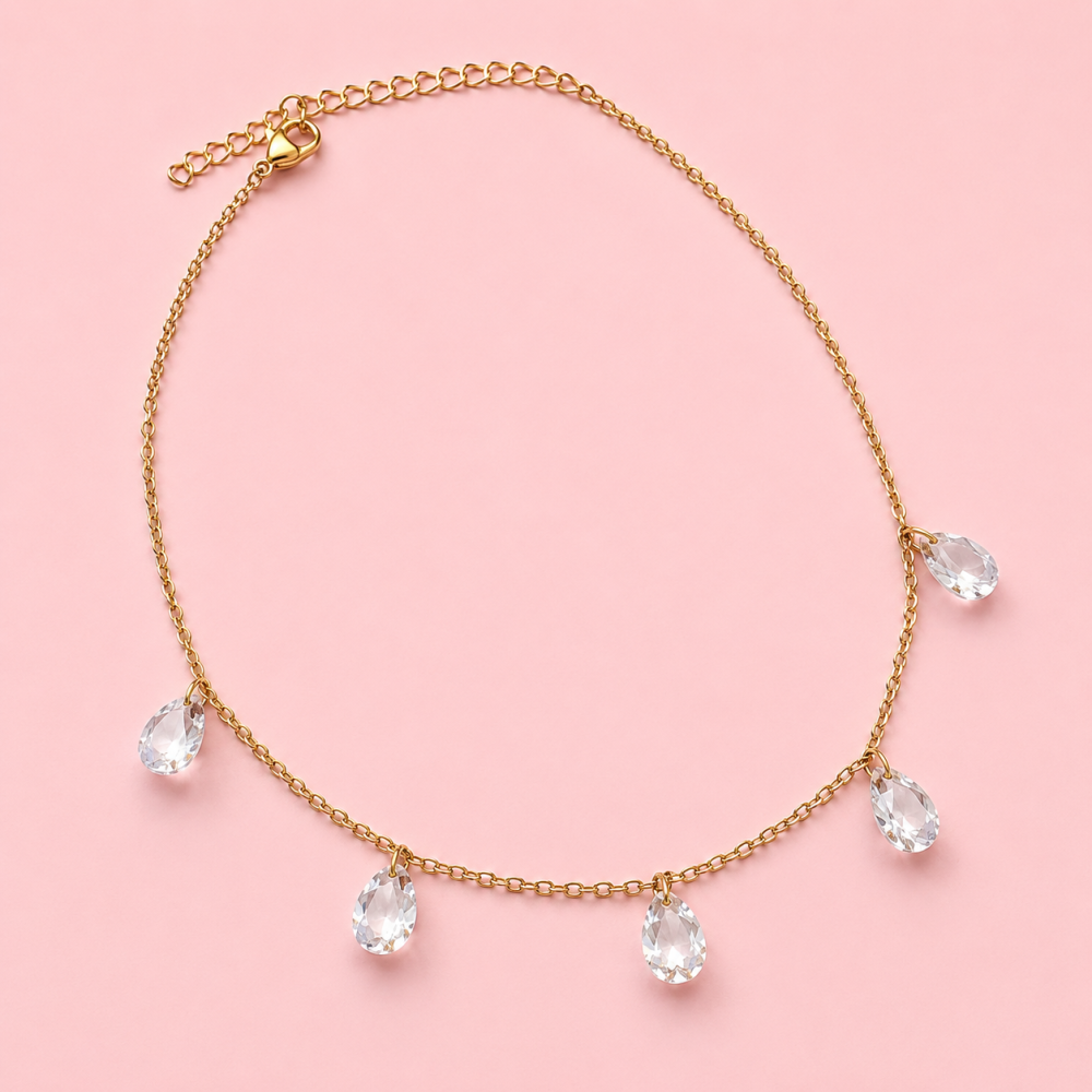 Chaîne de Cheville Cristaux Acier Inoxydable | Gaou Bijoux