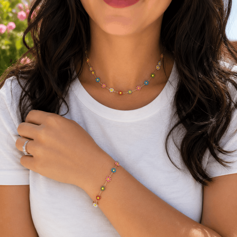 Parure Fleurs Colorées Acier Inoxydable | Gaou Bijoux