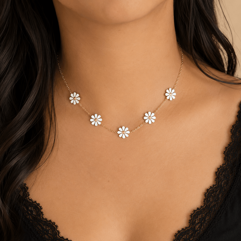 Collier Marguerites Acier Inoxydable | Gaou Bijoux