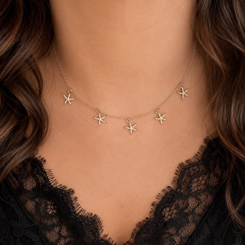 Collier Étoiles de Mer Scintillantes Acier Inoxydable | Gaou Bijoux
