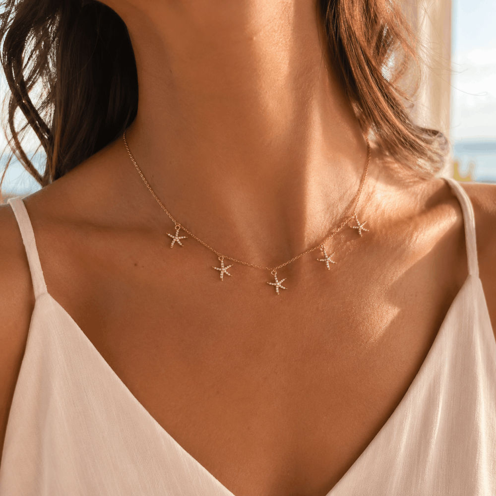 Collier Étoiles de Mer Scintillantes Acier Inoxydable | Gaou Bijoux