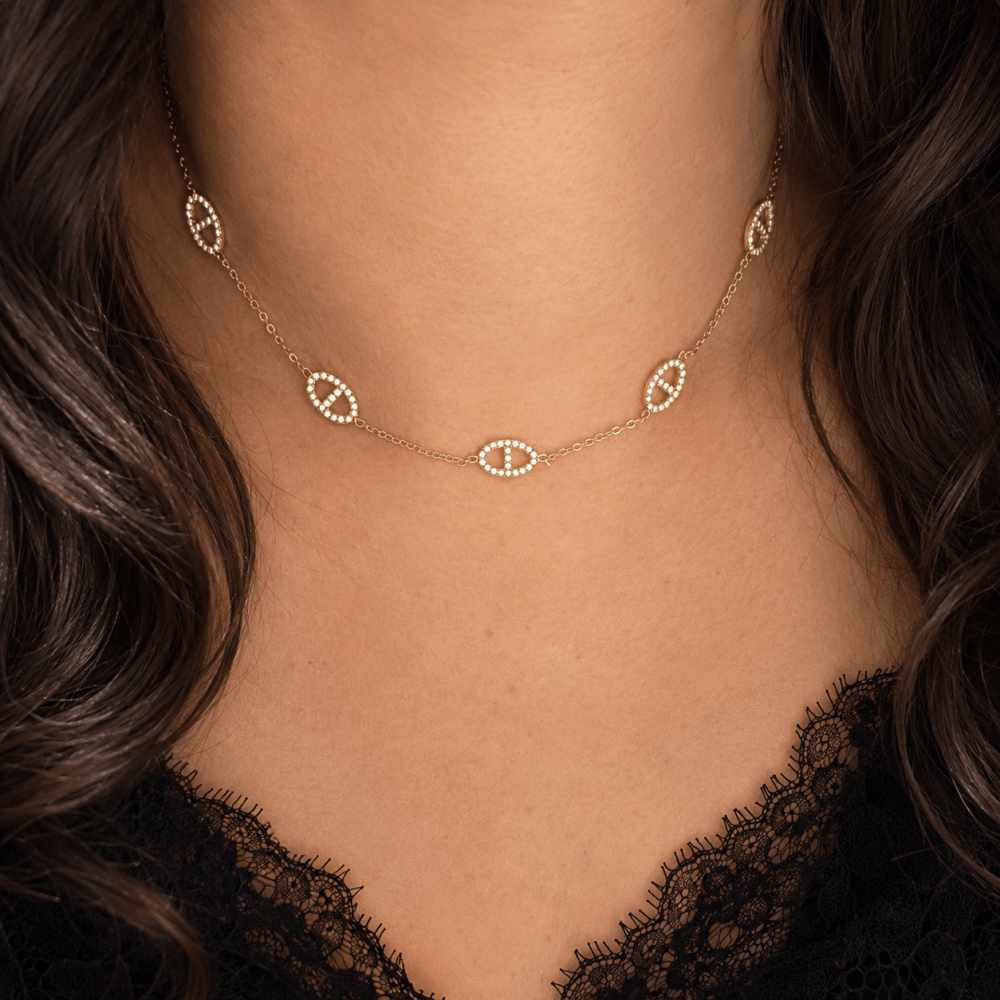 Collier Maille Marine Pavé Acier Inoxydable | Gaou Bijoux