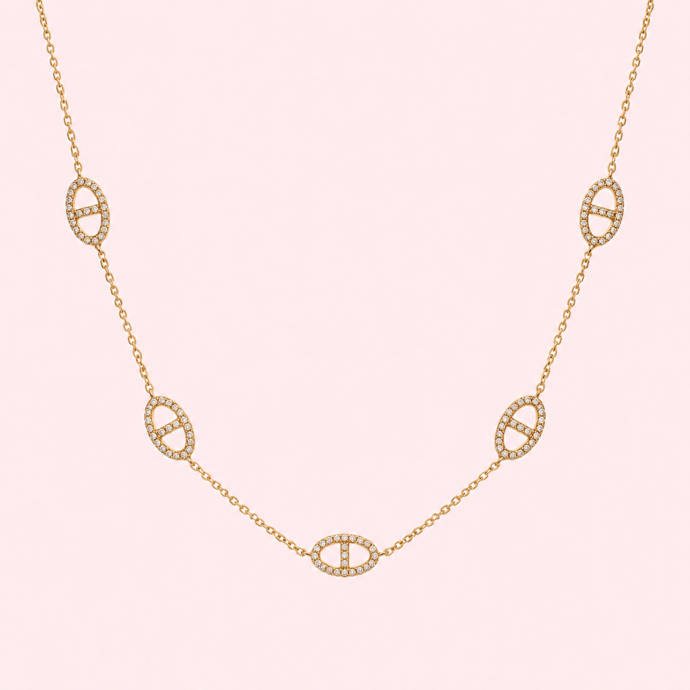 Collier Maille Marine Pavé Acier Inoxydable | Gaou Bijoux