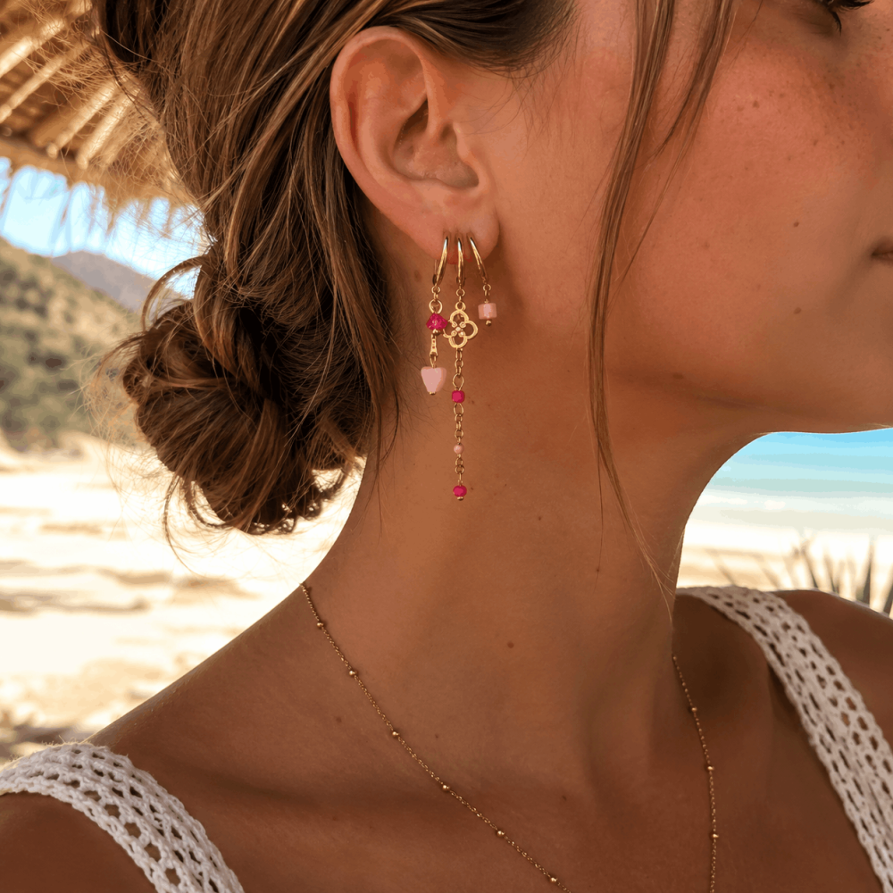 Boucles d’Oreilles Solene Cœurs & Trèfles acier inoxydable | Gaou Bijoux