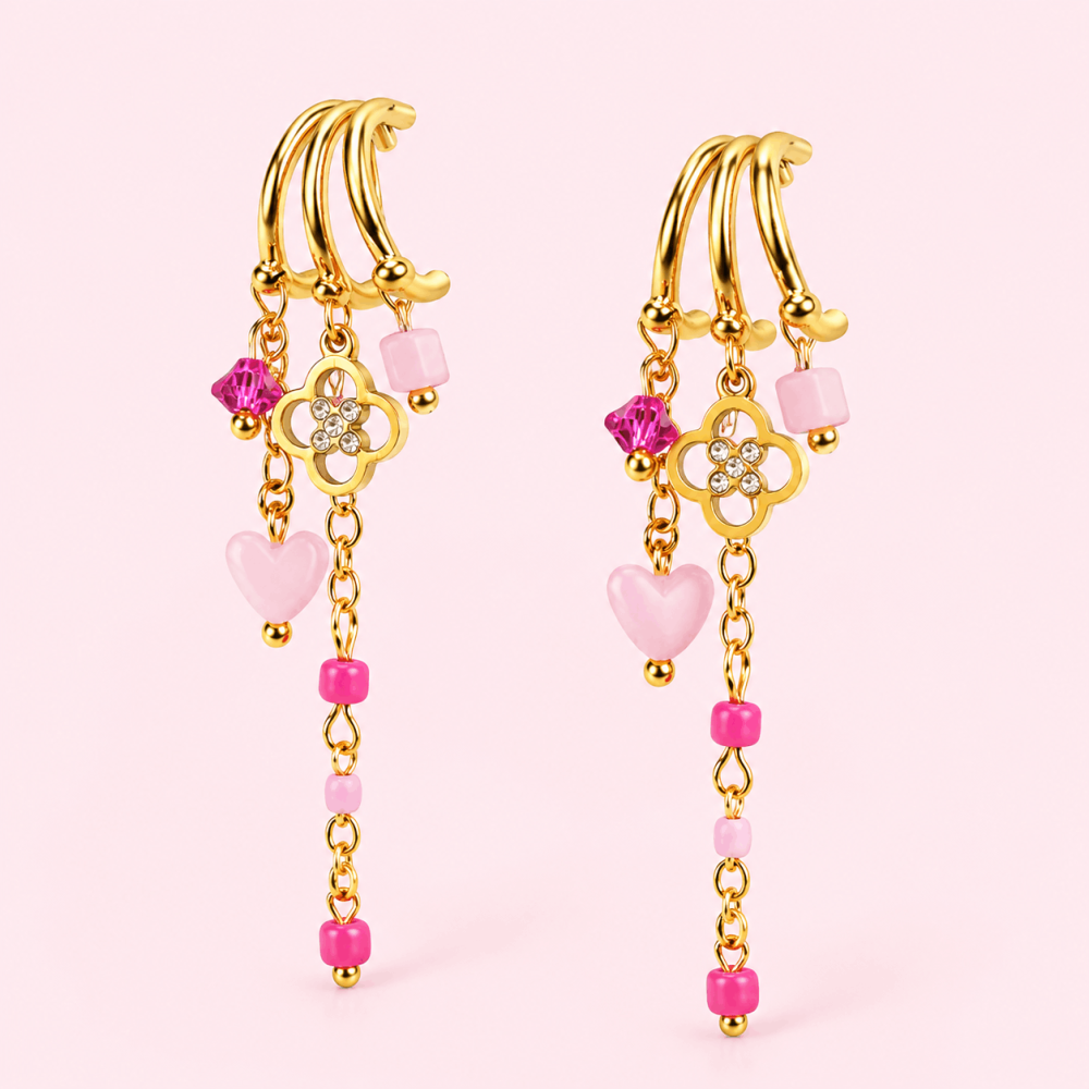 Boucles d’Oreilles Solene Cœurs & Trèfles acier inoxydable | Gaou Bijoux