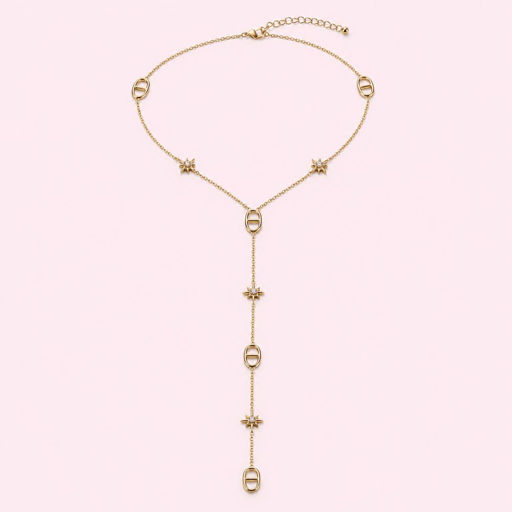 Sautoir Y Maille Marine Étoiles acier inoxydable | Gaou Bijoux