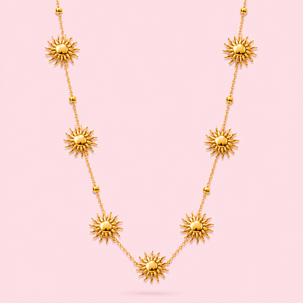 Sautoir soleil acier inoxydable doré ou argenté | Gaou Bijoux