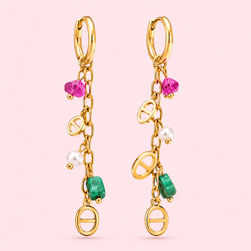 Boucles d'Oreilles Maille Marine Colorées | Gaou Bijoux