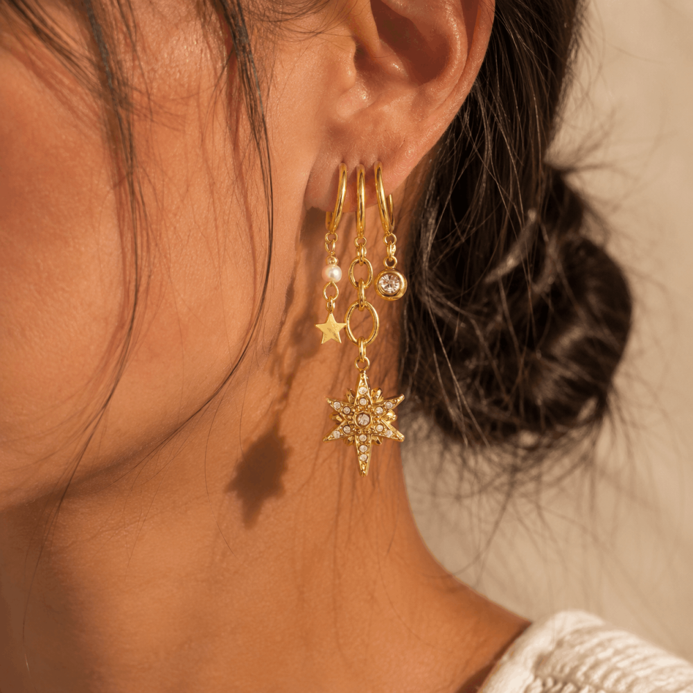 Boucles d'Oreilles Trio Étoile acier inoxydable | Gaou Bijoux