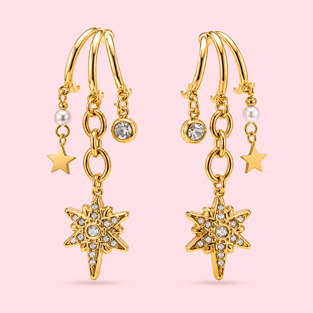Boucles d'Oreilles Trio Étoile acier inoxydable | Gaou Bijoux