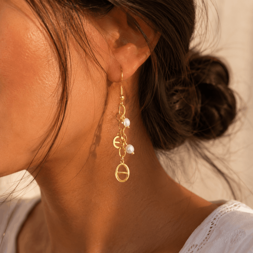 Boucles d'Oreilles Maille Marine Perles | Gaou Bijoux