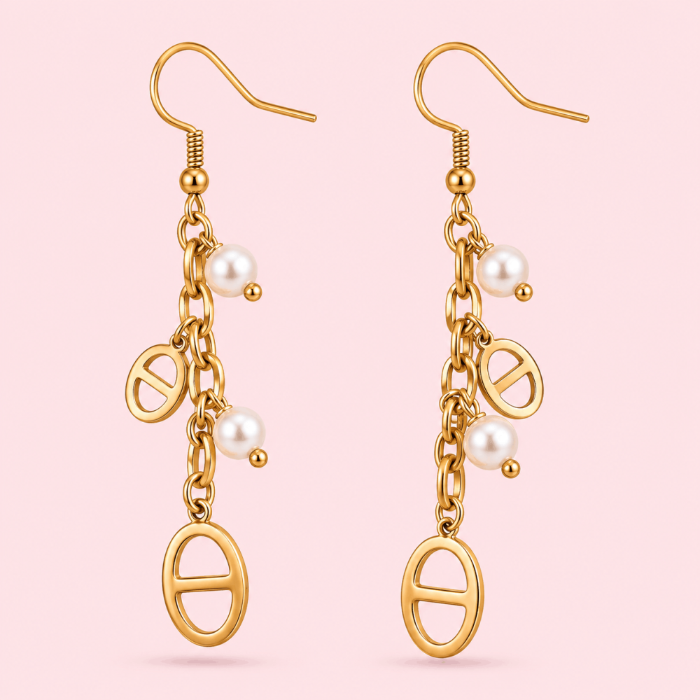 Boucles d'Oreilles Maille Marine Perles | Gaou Bijoux