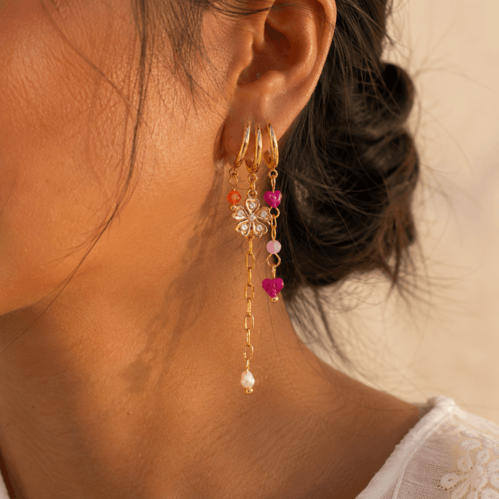 Boucles d'Oreilles Trèfle Cœur & Cristaux | Gaou Bijoux