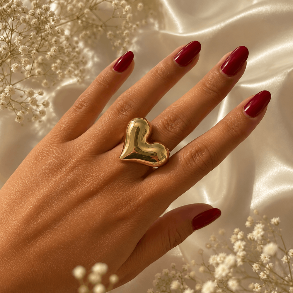 Bague Cœur Réglable en Acier Inoxydable | Gaou Bijoux