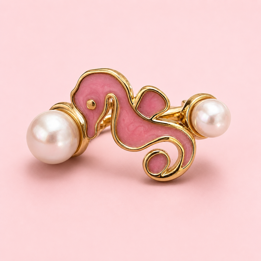 Bague Hippocampe Rose Réglable | Gaou Bijoux
