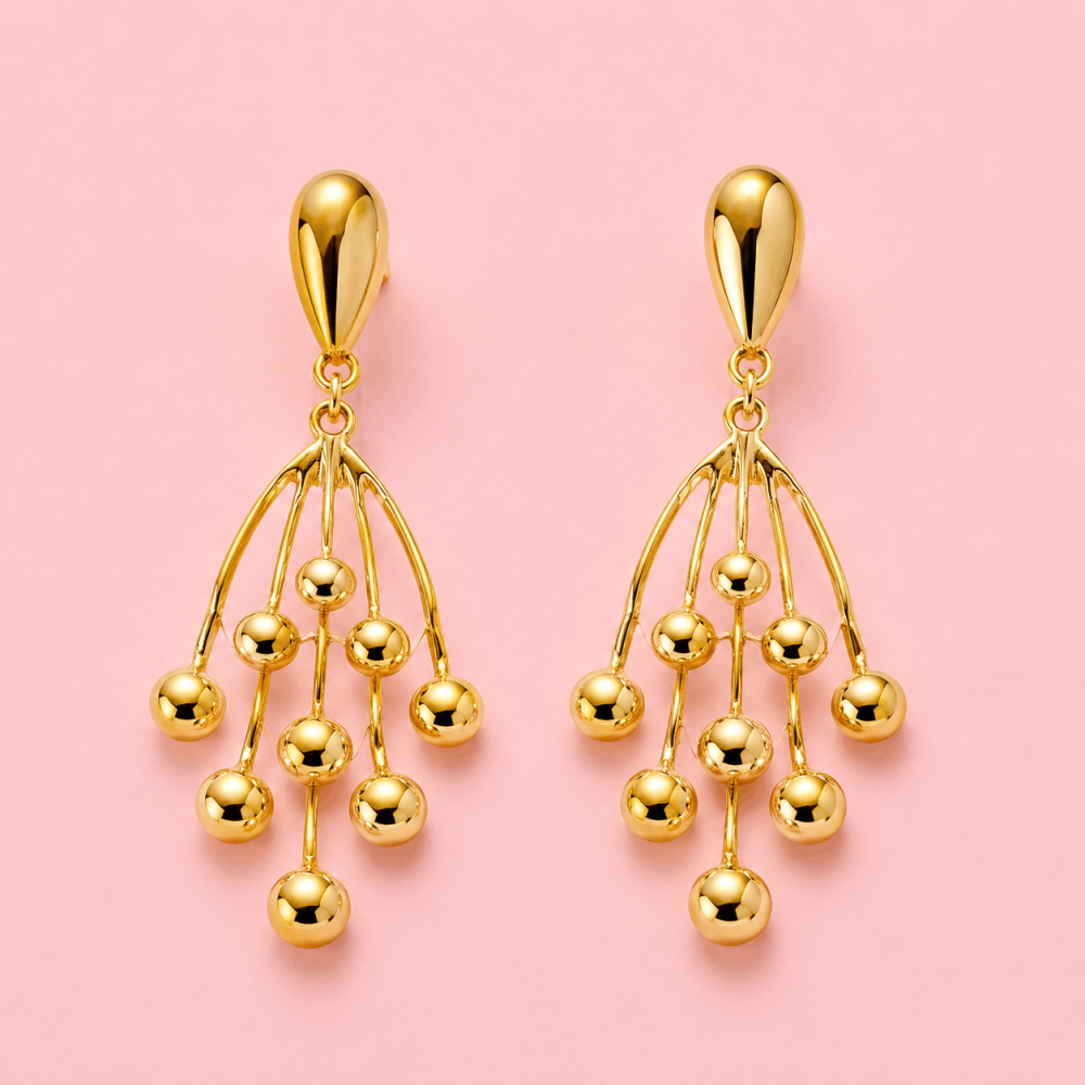 Boucles d'oreilles cascade perles dorées acier inoxydable | Gaou Bijoux