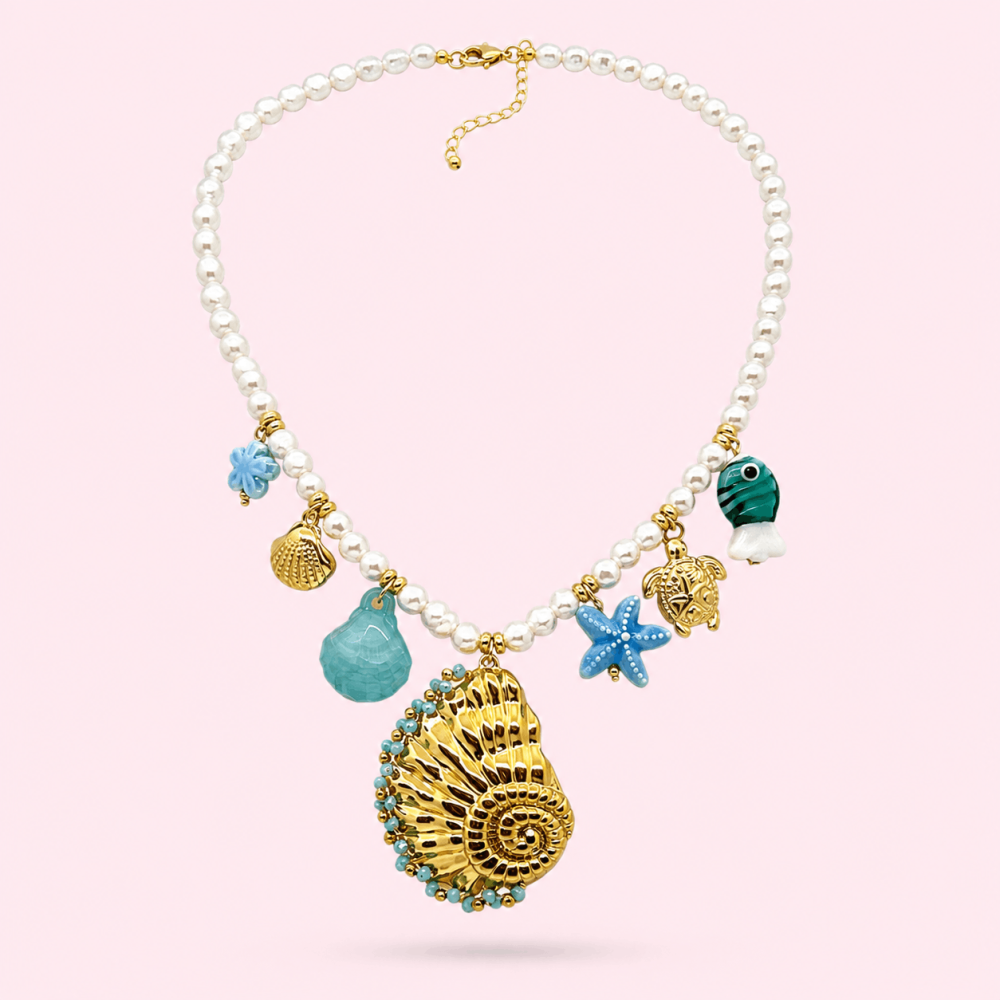Collier marin perlé à charms acier inoxydable | Gaou Bijoux
