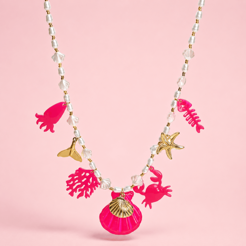 Collier marin fuchsia en acier inoxydable | Gaou Bijoux