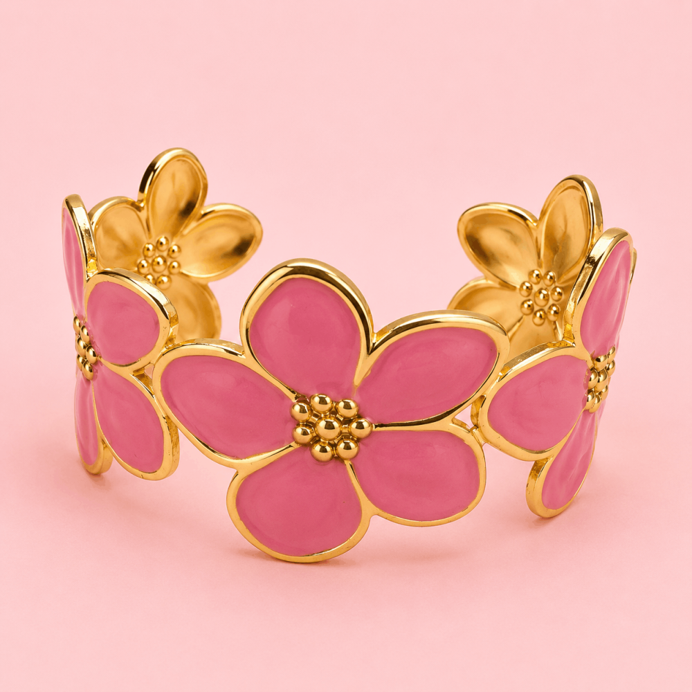 Jonc fleurs en acier inoxydable | Gaou Bijoux