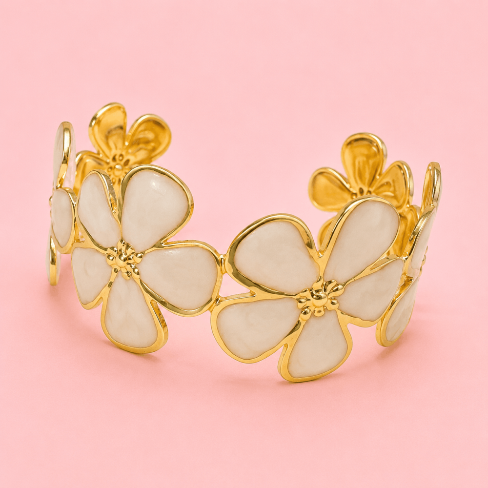 Jonc fleurs en acier inoxydable | Gaou Bijoux