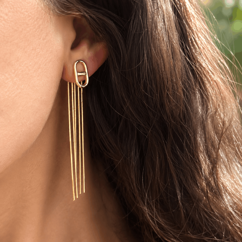 Boucles d'Oreilles Maille Marine Franges | Gaou Bijoux