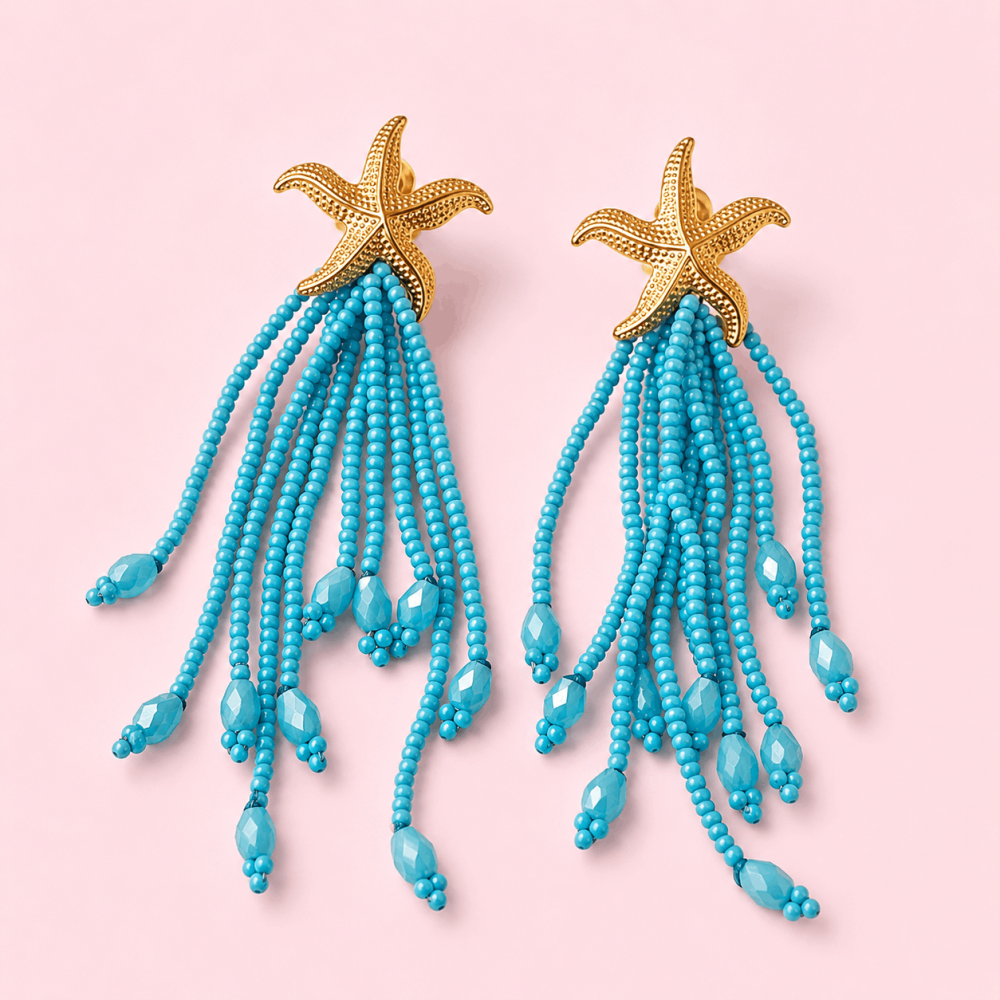 Boucles d'Oreilles Étoile de Mer & Perles | Gaou Bijoux